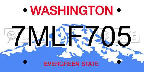 7MLF705 Washington License Plate