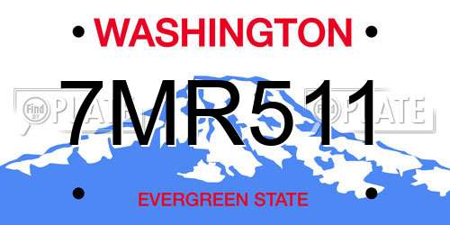 7MR511 Washington License Plate
