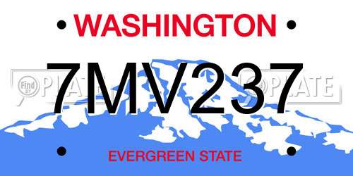 7MV237 Washington License Plate