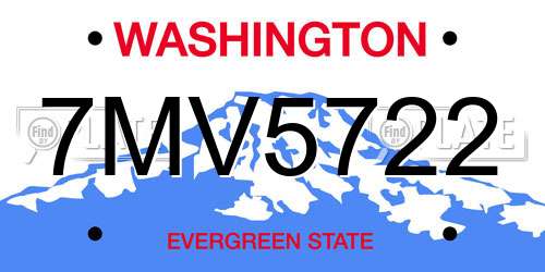 7MV5722 Washington License Plate