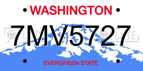 7MV5727 Washington License Plate