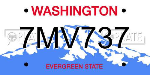 7MV737 Washington License Plate