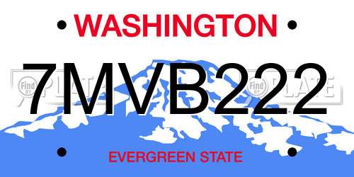 7MVB222 Washington License Plate
