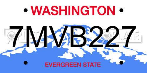 7MVB227 Washington License Plate