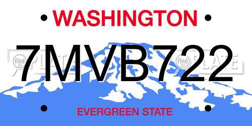 7MVB722 Washington License Plate