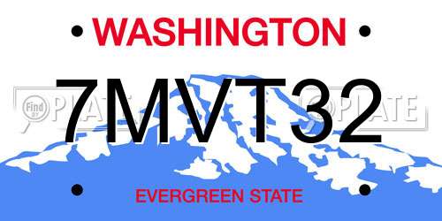 7MVT32 Washington License Plate