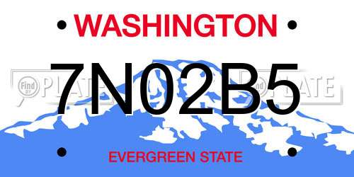 7N02B5 Washington License Plate