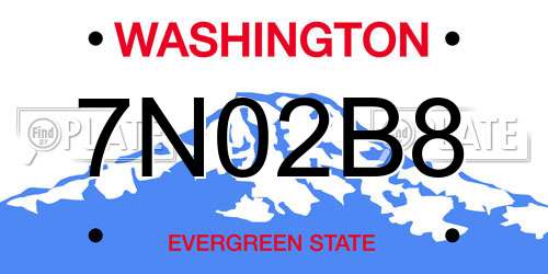 7N02B8 Washington License Plate