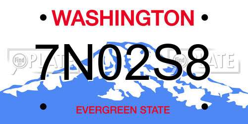 7N02S8 Washington License Plate