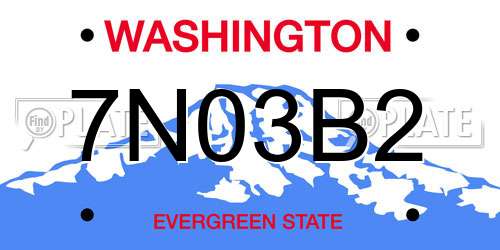 7N03B2 Washington License Plate
