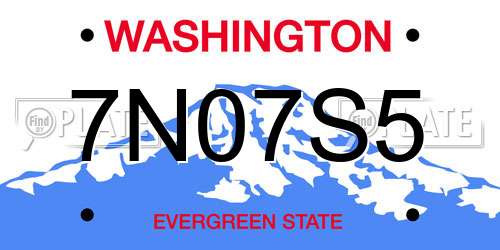 7N07S5 Washington License Plate