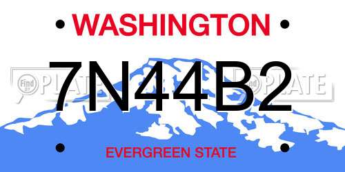 7N44B2 Washington License Plate