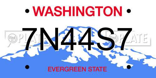 7N44S7 Washington License Plate