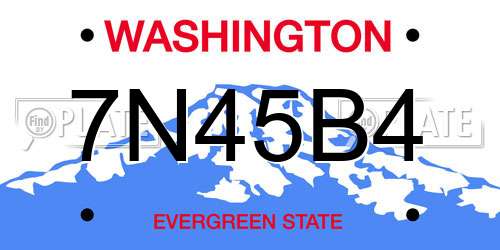 7N45B4 Washington License Plate