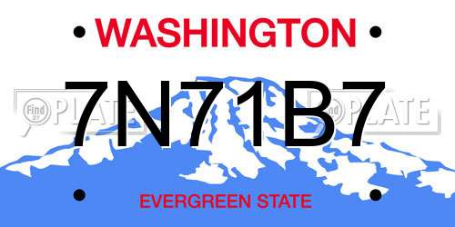7N71B7 Washington License Plate