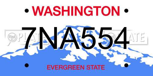 7NA554 Washington License Plate