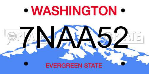 7NAA52 Washington License Plate