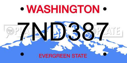7ND387 Washington License Plate