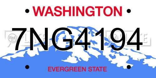 7NG4194 Washington License Plate