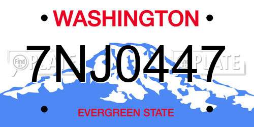 7NJ0447 Washington License Plate