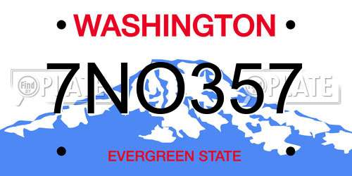 7NO357 Washington License Plate
