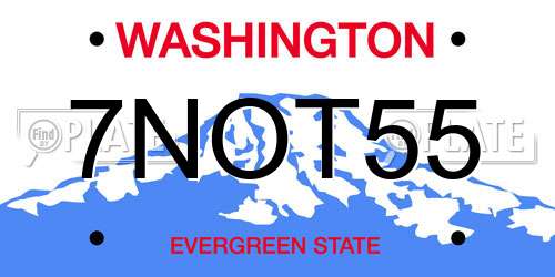 7NOT55 Washington License Plate