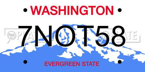 7NOT58 Washington License Plate