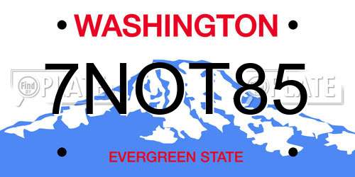 7NOT85 Washington License Plate