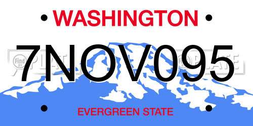 7NOV095 Washington License Plate