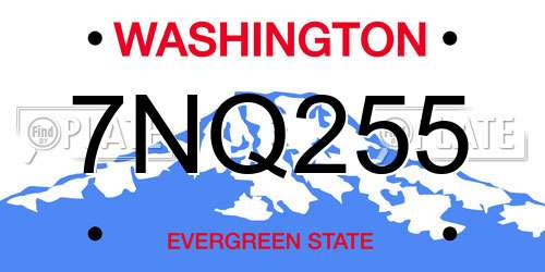 7NQ255 Washington License Plate