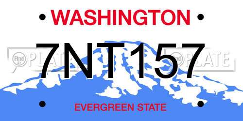 7NT157 Washington License Plate