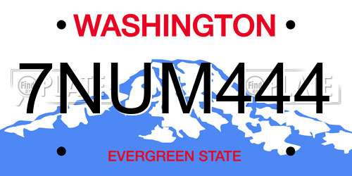 7NUM444 Washington License Plate