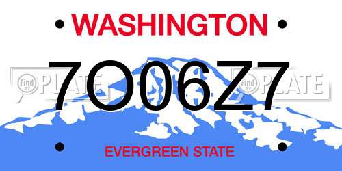 7O06Z7 Washington License Plate
