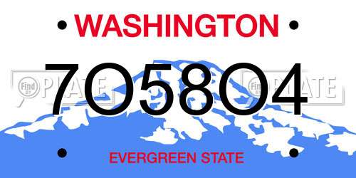 7O58O4 Washington License Plate