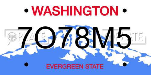 7O78M5 Washington License Plate