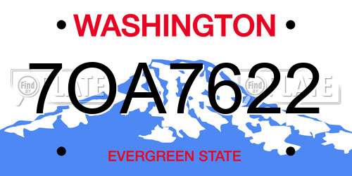 7OA7622 Washington License Plate