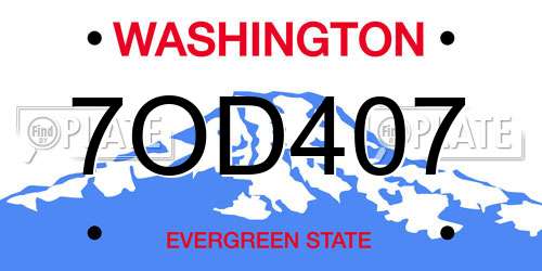 7OD407 Washington License Plate