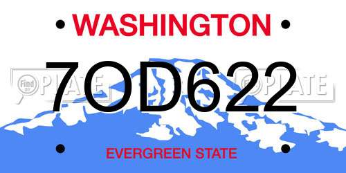 7OD622 Washington License Plate