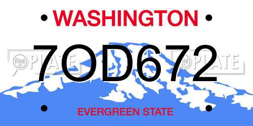 7OD672 Washington License Plate