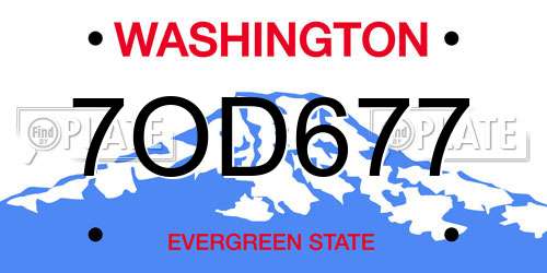 7OD677 Washington License Plate