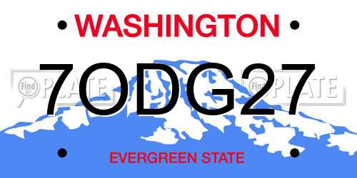 7ODG27 Washington License Plate