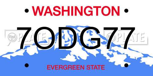 7ODG77 Washington License Plate