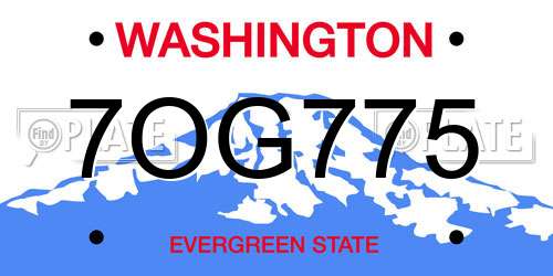 7OG775 Washington License Plate