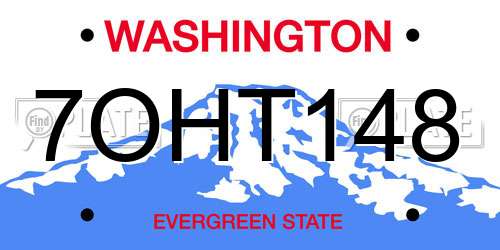 7OHT148 Washington License Plate