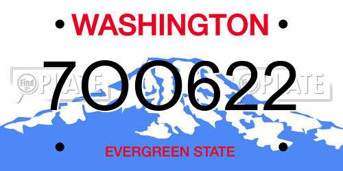 7OO622 Washington License Plate