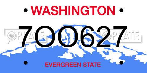7OO627 Washington License Plate