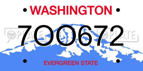 7OO672 Washington License Plate