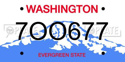 7OO677 Washington License Plate