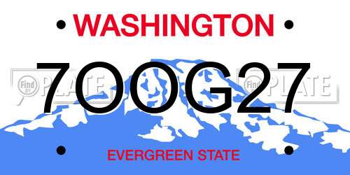 7OOG27 Washington License Plate
