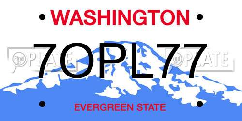 7OPL77 Washington License Plate